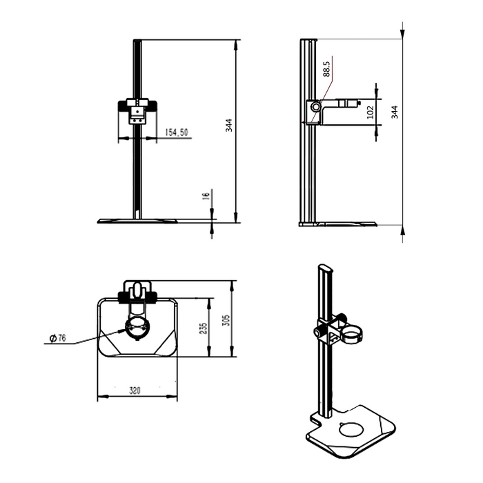 Microscope Track Stand, 76mm Coarse Focus Rack