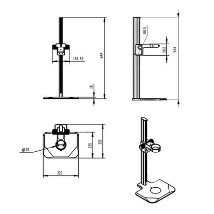 Microscope Track Stand, 76mm Coarse Focus Rack