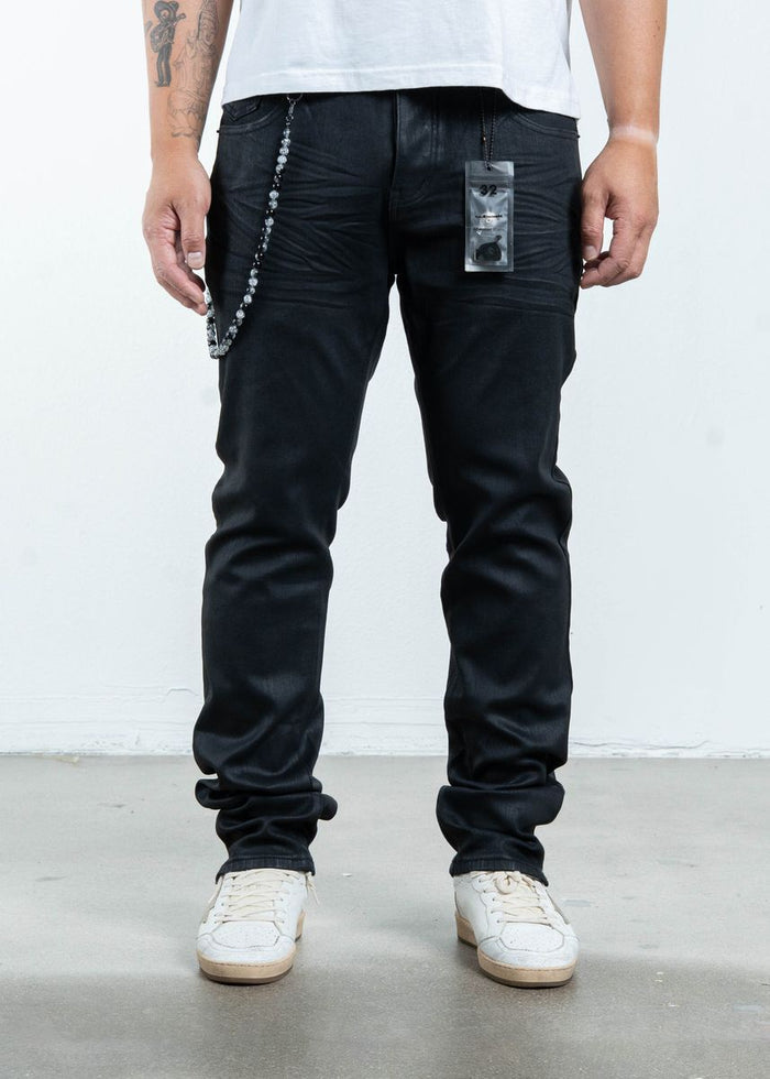 Midnight Black Slim Wax Jeans (MB-006)