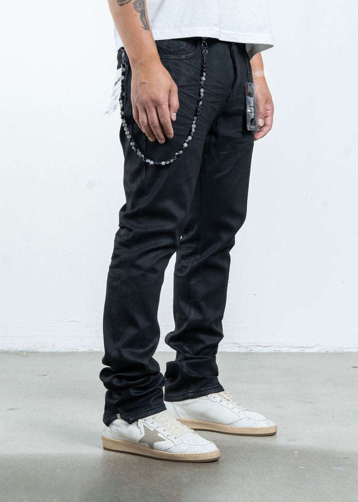 Midnight Black Slim Wax Jeans (MB-006)