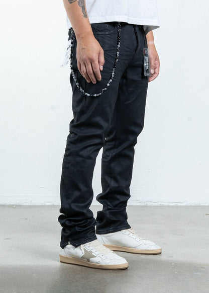 Midnight Black Slim Wax Jeans (MB-006)