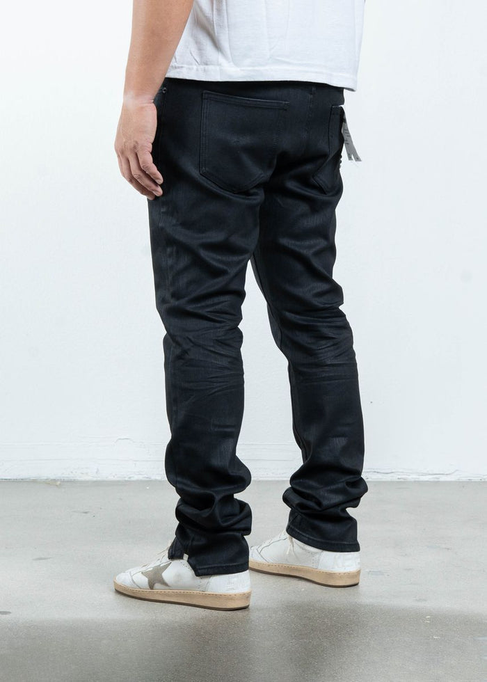 Midnight Black Slim Wax Jeans (MB-006)