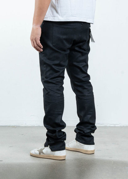 Midnight Black Slim Wax Jeans (MB-006)