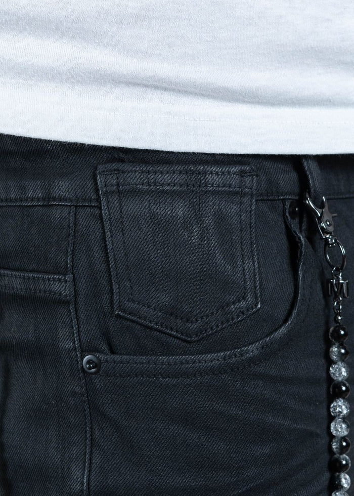 Midnight Black Slim Wax Jeans (MB-006)