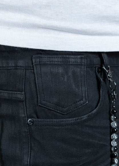 Midnight Black Slim Wax Jeans (MB-006)