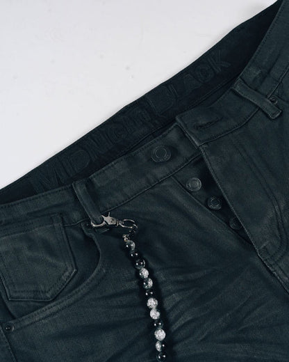 Midnight Black Slim Wax Jeans (MB-006)