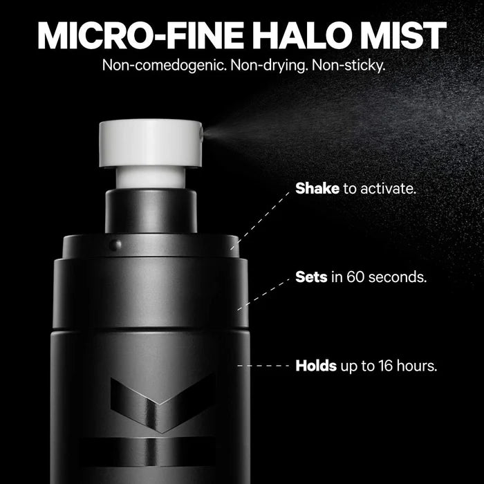 Milk Makeup Pore Eclipse mattifying and blurring setting spray in a clear spray bottle with white label and black cap.