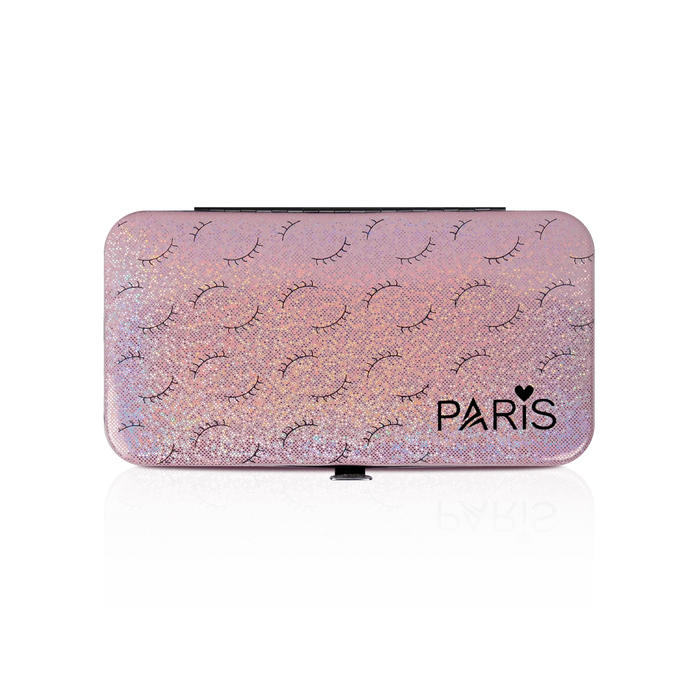 Magnetic Tweezer Case from Paris Lash Academy: Pink Eyelash Design (front view)