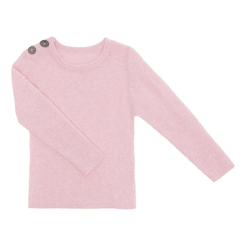 Minilux cashmere pullover i lyserød med 2 knapper ved skulder