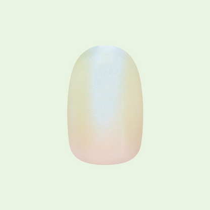 Minty Shimmer | Extra Short | Round - Tab Press-On nail in soft mint green gradient with subtle shimmer finish