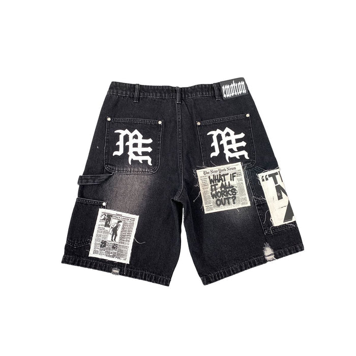 Mixed Emotion "AI" Black Denim Shorts