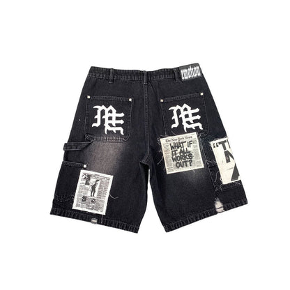 Mixed Emotion "AI" Black Denim Shorts