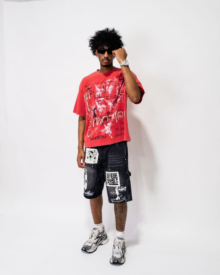 Mixed Emotion "AI" Black Denim Shorts
