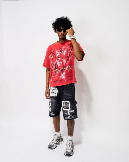Mixed Emotion "AI" Black Denim Shorts