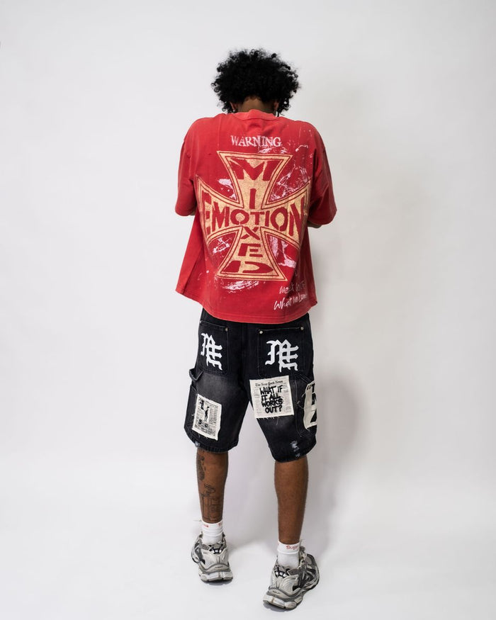 Mixed Emotion "AI" Black Denim Shorts
