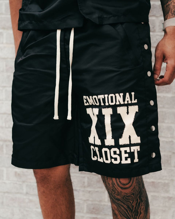 Mixed Emotion "Backyard" Black Nylon Shorts