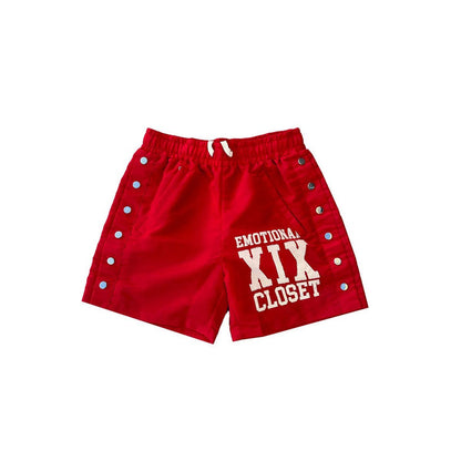 Mixed Emotion "Backyard" Red Nylon Shorts