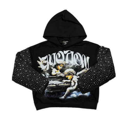 Mixed Emotion "Fallen Angels" Black Rhinestone Hoodie