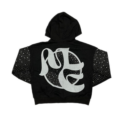 Mixed Emotion "Fallen Angels" Black Rhinestone Hoodie