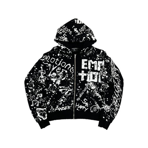Mixed Emotion "Graffiti" Black Zip Up Hoodie