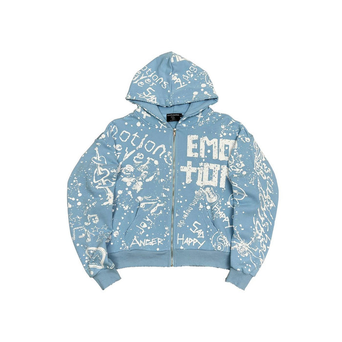 Mixed Emotion "Graffiti" Blue Zip Up Hoodie