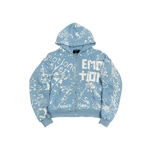 Mixed Emotion "Graffiti" Blue Zip Up Hoodie