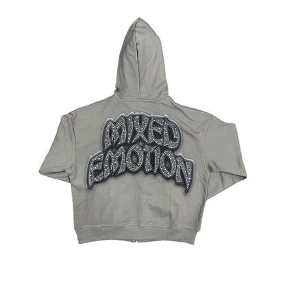 Mixed Emotion "Last Ride" Grey Rhinestone Zip Up Hoodie