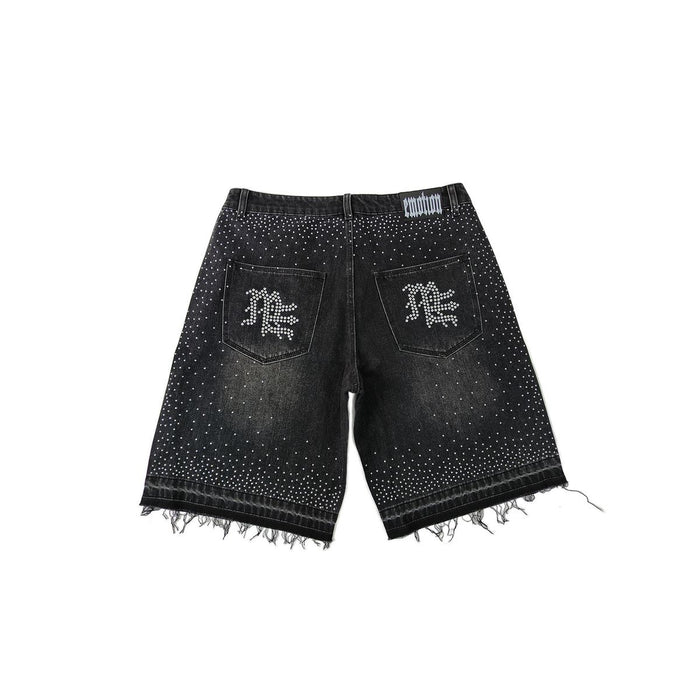 Mixed Emotion "ME" Rhinestone Black Denim Shorts