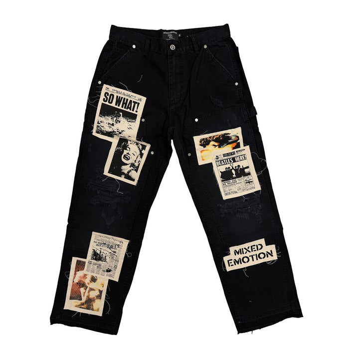 Mixed Emotion "Newspaper" Carpenter Black Pants