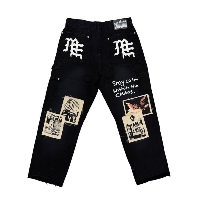 Mixed Emotion "Newspaper" Carpenter Black Pants
