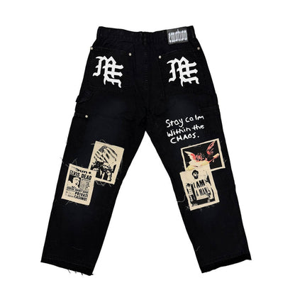 Mixed Emotion "Newspaper" Carpenter Black Pants