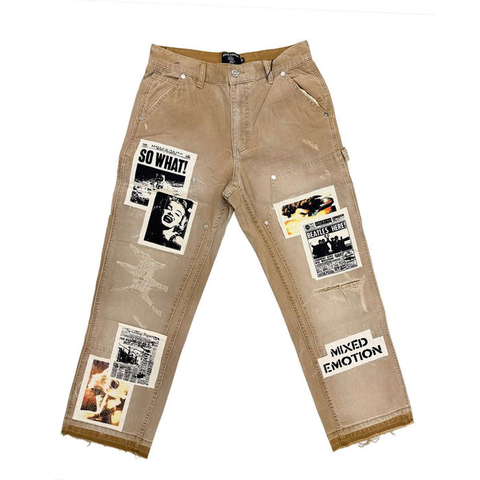 Mixed Emotion "Newspaper" Carpenter Brown Pants