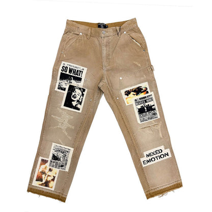 Mixed Emotion "Newspaper" Carpenter Brown Pants