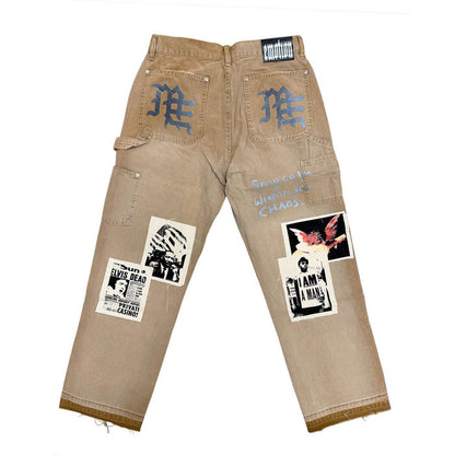 Mixed Emotion "Newspaper" Carpenter Brown Pants