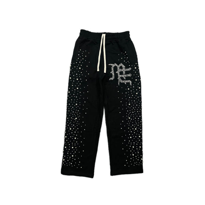 Mixed Emotion "Pearl" Black Rhinestone Sweatpants