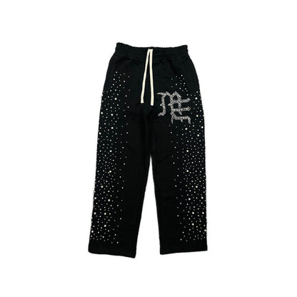 Mixed Emotion "Pearl" Black Rhinestone Sweatpants