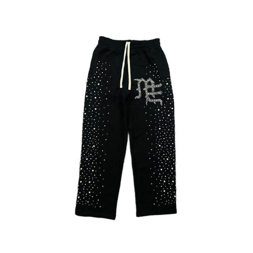 Mixed Emotion "Pearl" Black Rhinestone Sweatpants