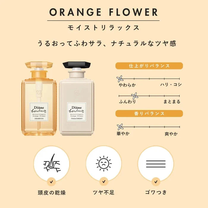 Moist Diane Bonheur Orange Flower Shampoo / Treatment 500 mL
