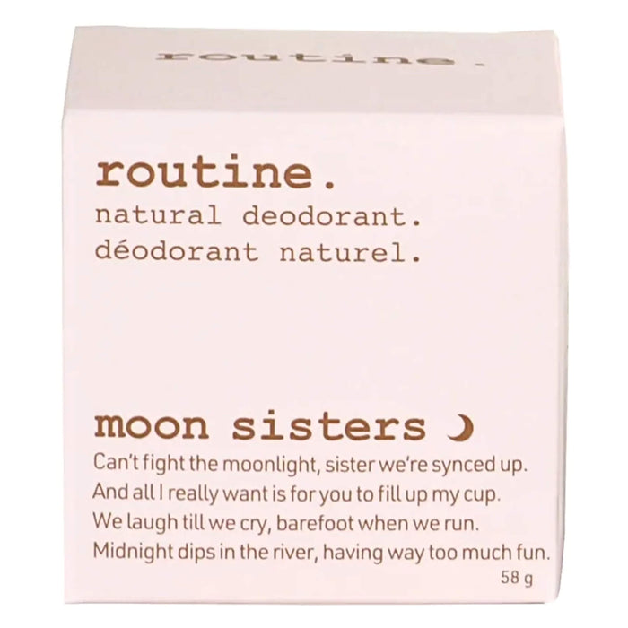 Package of Routine. Moon Sisters Deodorant - activated charcoal, magnesium, prebiotics 58g