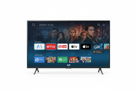MP Smart Plus 32 inch frameless smart TV white background