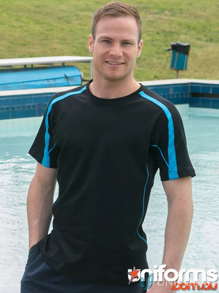 Black and blue athletic T-shirt Legend Tee, perfect for work uniforms or casual wear