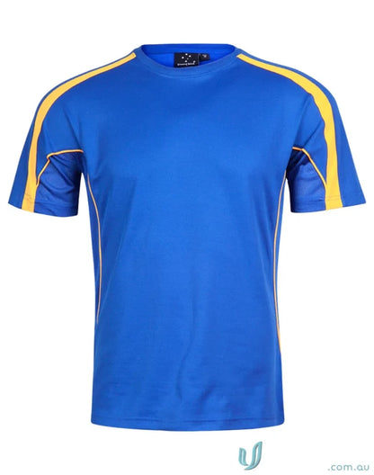 Blue and yellow athletic Legend Tee ideal for sports uniforms or workwear