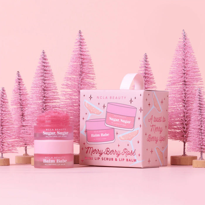 NCLA Beauty Merry Berry Rosé Mini Ornament Lip Care Duo - rinkinys lūpoms