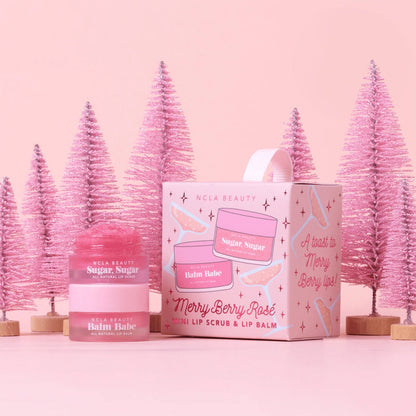 NCLA Beauty Merry Berry Rosé Mini Ornament Lip Care Duo - rinkinys lūpoms
