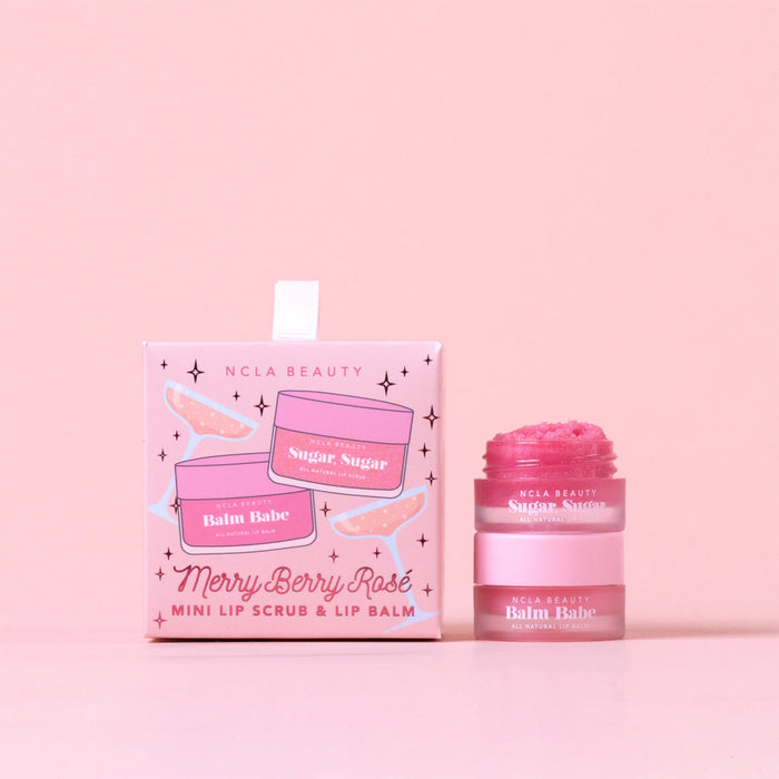 NCLA Beauty Merry Berry Rosé Mini Ornament Lip Care Duo - rinkinys lūpoms
