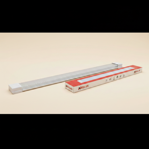 Neelux LED batten fixture light with packaging - cream background