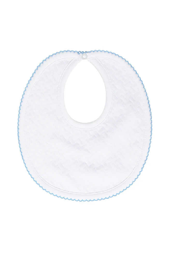 Nella Pima Basket Weave Bib-Blue Trim