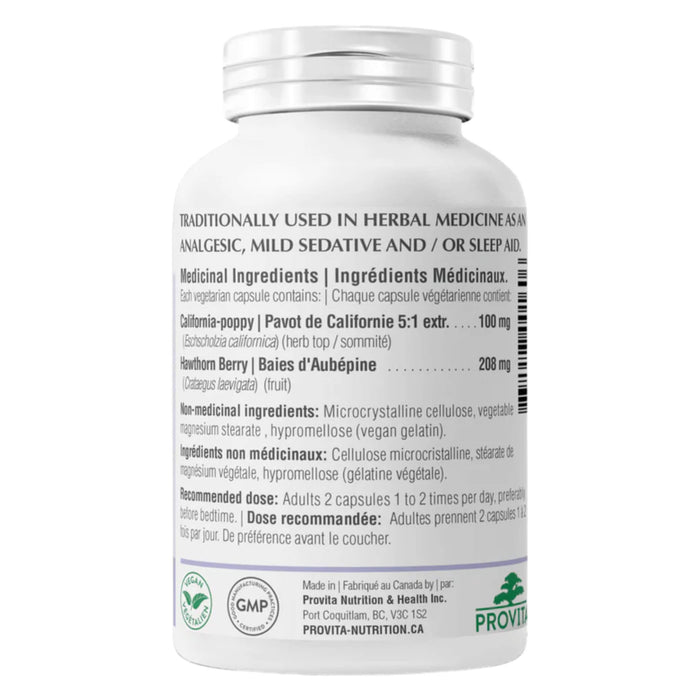 Back of Bottle of Provita Nervine™ 60 Veggie Capsules
