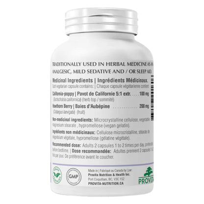 Back of Bottle of Provita Nervine™ 60 Veggie Capsules