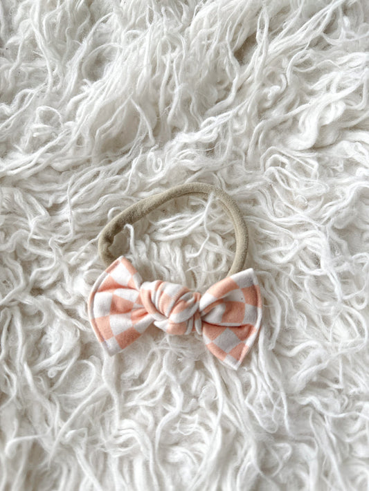 Nylon Headband - Peach Checker